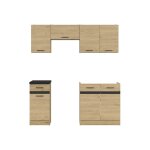 Cuisine compl�te 180 cmensemble de meuble de cuisine coloris ch�ne berstein plan de travail noir inclus ...