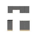 Cuisine compl�te 180 cmensemble de meuble de cuisine coloris gris graphite / ch�ne graphite plan de travail ...