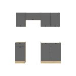 Cuisine compl�te 180 cmensemble de meuble de cuisine coloris gris graphite / ch�ne graphite plan de travail ...