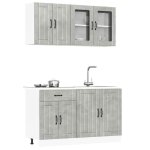 Cuisine compl�te 4 pi�ces - vidaxl - kalmar - gris b�ton - bois ding�nierie - porte(s) et tiroir(s) - ...