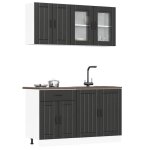 Cuisine compl�te 4 pi�ces - vidaxl - kalmar - noir - bois ding�nierie - porte(s) et tiroir(s) - 80x46x815 ...