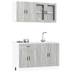 Cuisine compl�te 4 pi�ces - vidaxl - kalmar - sonoma gris - bois ding�nierie - porte(s) et tiroir(s) ...