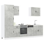 Cuisine compl�te 7 pi�ces - vidaxl - gris b�ton - bois ding�nierie - porte(s) et tiroir(s) - contemporain ...