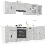 Cuisine compl�te 8 pi�ces - vidaxl - kalmar - gris b�ton - bois ding�nierie - porte(s) et tiroir(s) - ...
