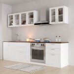Cuisine complte en linaire sans plan de travail 8 lments 220x61. 5x81. 5 blanc