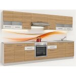 Cuisine compl�te maya bois et blanc laqu� 10 �l�ments avec encastrement four - 300 cm