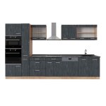 Cuisine complte r - line 350 cm pt anthracite bton noir / chne dor vicco