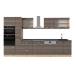 Cuisine complte r - line 350cm pt anthracite gris noble / chne dor vicco