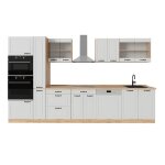 Cuisine compl�te r - line 350cm pt ch�ne blanc campagnard / ch�ne dor� vicco