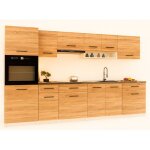 Cuisine complte viki bois chne 300 cm avec colonne four 9 lments 18 mm