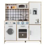 Cuisine enfants 3 ans + costway en bois - 9 accessoires avec machine � gla�ons cuisini�re machine � laver ...