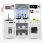 Costway cuisine enfant de 3 + ans - en bois - sons et lumi�res - espace de rangement - accessoires inclus ...