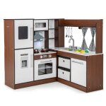 Cuisine enfant en bois pour 3 ans + 18 accessoires avec lumire son et systme de circulation deau marron ...