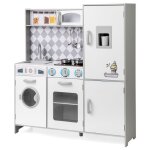 Cuisine enfant costway - effets sonores et lumires - 8 accessoires - 5 armoires - espace de rangement ...