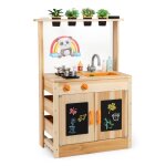 Cuisine enfants extrieure dreamade avec cuisinire vier tableaux noirs son et accessoires complet jeu ...