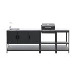 Cuisine ext�rieure 3 modules acier inoxydable avec barbecue charbon noir naxos