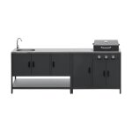 Cuisine ext�rieure naxos 2 modules acier inoxydable noir barbecue gaz 3 br�leurs avec �vier