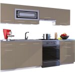 Cuisine giovanna 7 éléments - taupe mat 2m40 - grand casserolier Cuisine giovanna 7 éléments - taupe mat 2m40 - grand casserolier