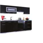 Cuisine giovanna 8 éléments - noir mat 2m40 casserolier four encastrable Cuisine giovanna 8 éléments - noir mat 2m40 casserolier four encastrable