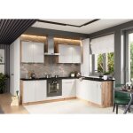 Cuisine isabel gris clair en angle - 9 meubles