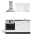 Cuisine r - line 160cm avec meuble four encastrable sans pt blanc brillant / anthracite vicco Cuisine r - line 160cm avec meuble four encastrable sans pt blanc brillant / anthracite vicco