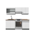 Cuisine r - line 200 cm pt ch�ne blanc / anthracite vicco