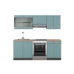 Cuisine r - line 200 cm pt ch�ne bleu - gris / anthracite vicco
