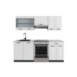 Cuisine r - line 200 cm pt marbre blanc cottage / anthracite vicco