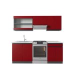 Cuisine r - line 200 cm pt marbre rouge / anthracite vicco