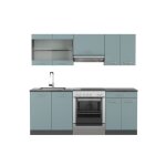 Cuisine r - line 200 cm sans plan de travail bleu - gris / anthracite vicco