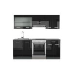 Cuisine r - line 200 cm sans plan de travail noir brillant / anthracite vicco