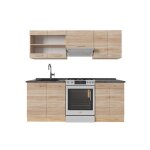 Cuisine r - line 200cm pt anthracite sonoma / ch�ne dor� vicco