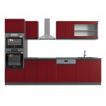 Cuisine r - line 300 cm j - shape avec armoire haute sans plan de travail rouge / anthracite vicco Cuisine r - line 300 cm j - shape avec armoire haute sans plan de travail rouge / anthracite vicco