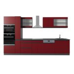 Cuisine r - line 350 cm j - shape avec armoire haute sans plan de travail rouge / anthracite vicco Cuisine r - line 350 cm j - shape avec armoire haute sans plan de travail rouge / anthracite vicco