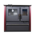 Cuisinire  bois verso cs plus - 77 kw plaque suprieure en mtal four inox panneaux bordeaux et sortie ...