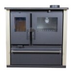 Cuisinière à bois verso cs plus - 77 kw plaque supérieure en métal four inox panneaux ivoire vernis Cuisinière à bois verso cs plus - 77 kw plaque supérieure en métal four inox panneaux ivoire vernis