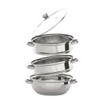 Cuisson pot  vapeur  trois couches cuisine en acier inoxydable couvercle en verre multi - fonction ...