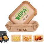 Culinax - papier sulfuris pour air fryer100 pices 22x14cm food - grade bpa jetable antiadhsive sans ...