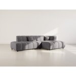 Curtis - canap� dangle droit 4 places sans accoudoir en tissu textur� - gris fonc�