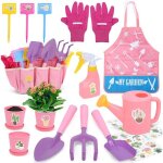 Cute stone kit jardinage enfant - outils complet avec tablier arrosoir et autocollants diy