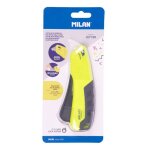 Cutter - lame m�tal - auto - r�tractable - jaune - verrouillage de s�curit� - milan