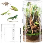 Cylindrical terrarium 360� transparent vivarium - acrylic phasm terrarium breeding box for reptiles spider ...
