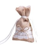 Da. wa 30pcs sachet  drages toile de jute avec ruban et dentelle sac poche bijoux bonbon chocolat dcoration ...