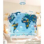 Dalber suspension enfant kids world carte du monde - lustre bleu �ducatif