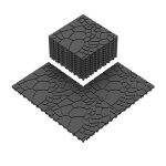 Dalles de jardin modulaires 12 - installation rapide sans colletexture pierre - 44 dalles gris fonce
