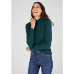 Damart - sous - pull col montant maille c�tel�e thermolactyl et soie - vert fonc�