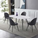 Daniela - table à manger design ovale effet marbre blanc Daniela - table à manger design ovale effet marbre blanc