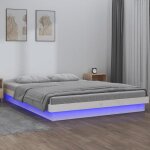 ?soldes daot)cadre de lit pour adulte / double - sommier  lattes  led sans matelas blanc 140x190 cm ...