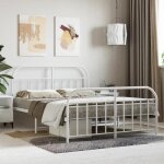 ?soldes daot)cadre de lit pour adulte / double - sommier  lattes mtal sans matelas et pied de lit ...