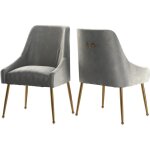 Daphne lot de 2 chaises avec accoudoirs en velours et mtal gris